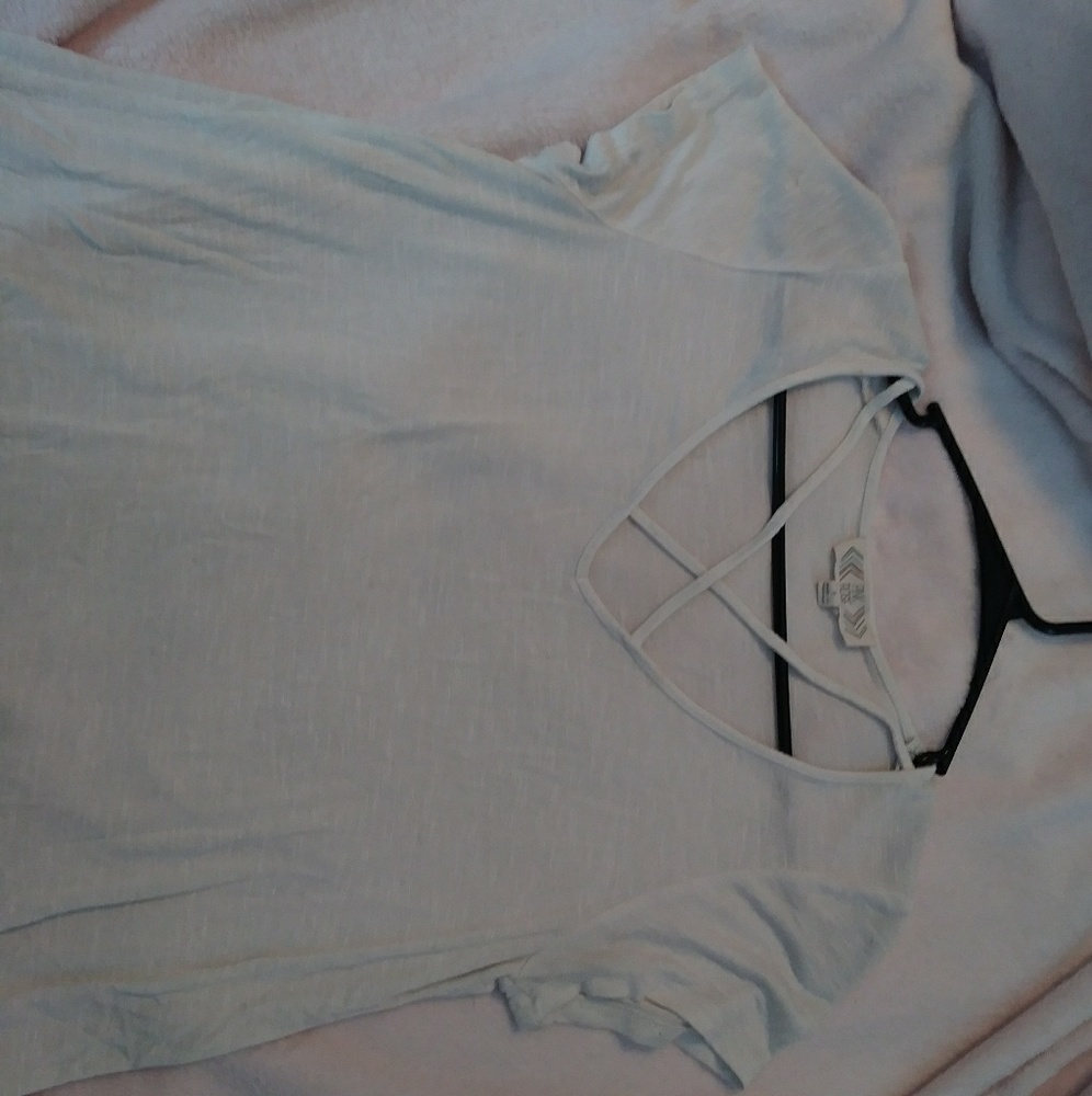 Pink Rose Cross Neck V-Neck